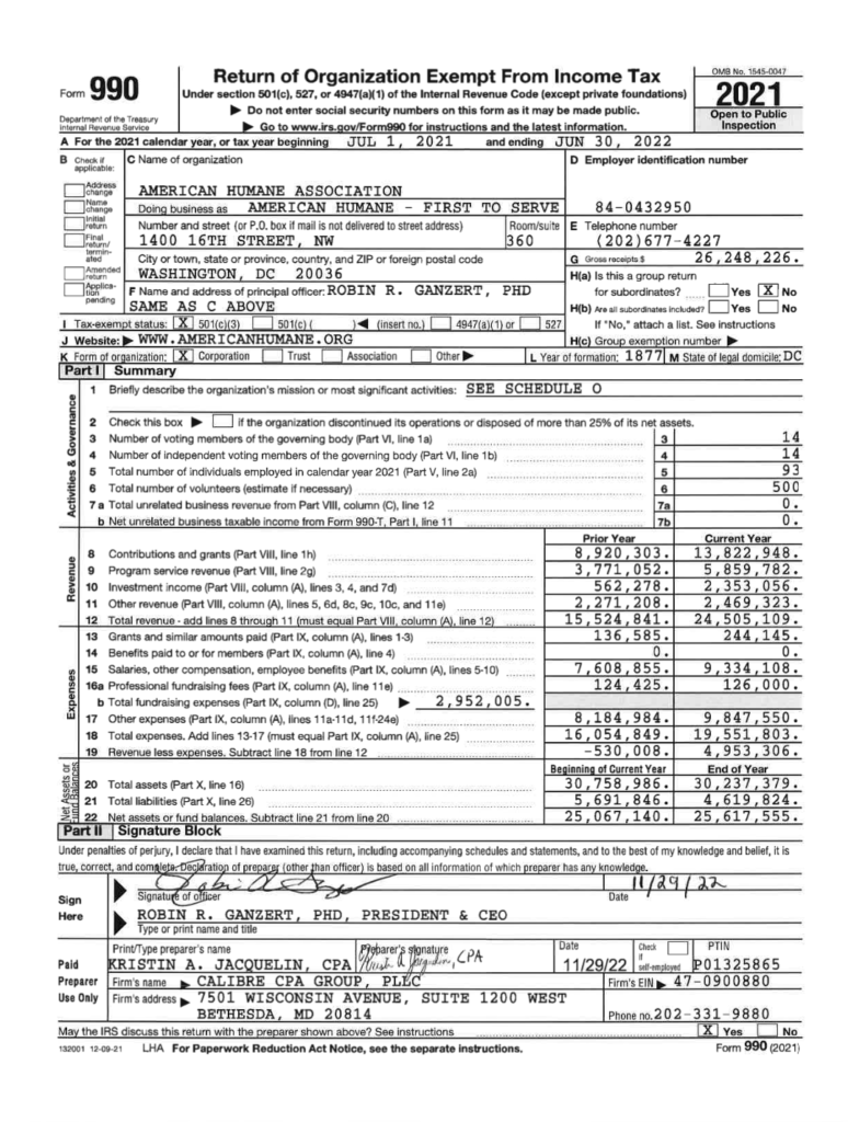 Public Disclosure Copy FY 22 Signed Form 990